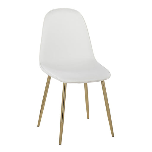 LumiSource Pebble Chair, Set of 2 in Gold Steel/White PU