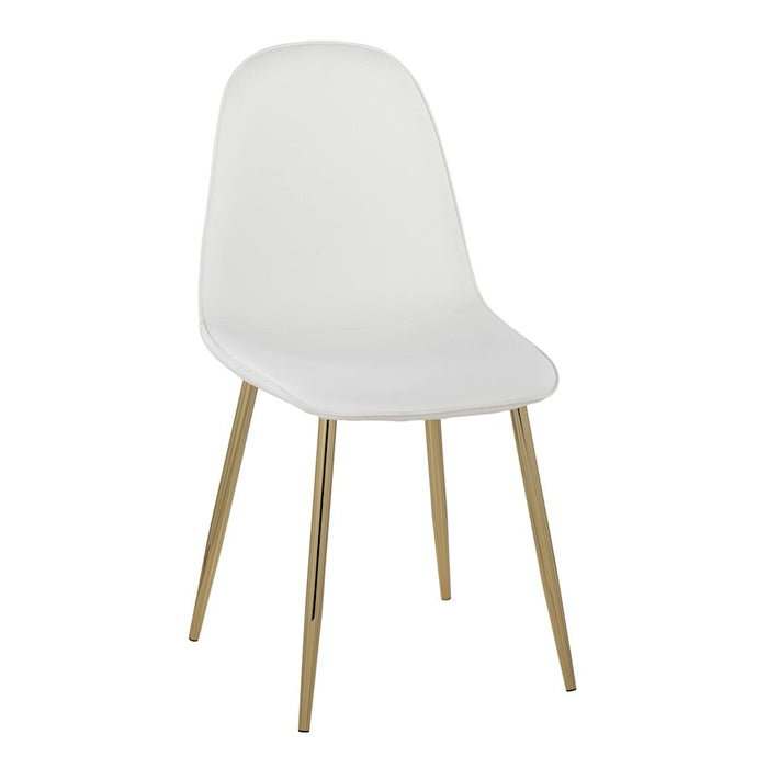 LumiSource Pebble Chair, Set of 2 in Gold Steel/White PU