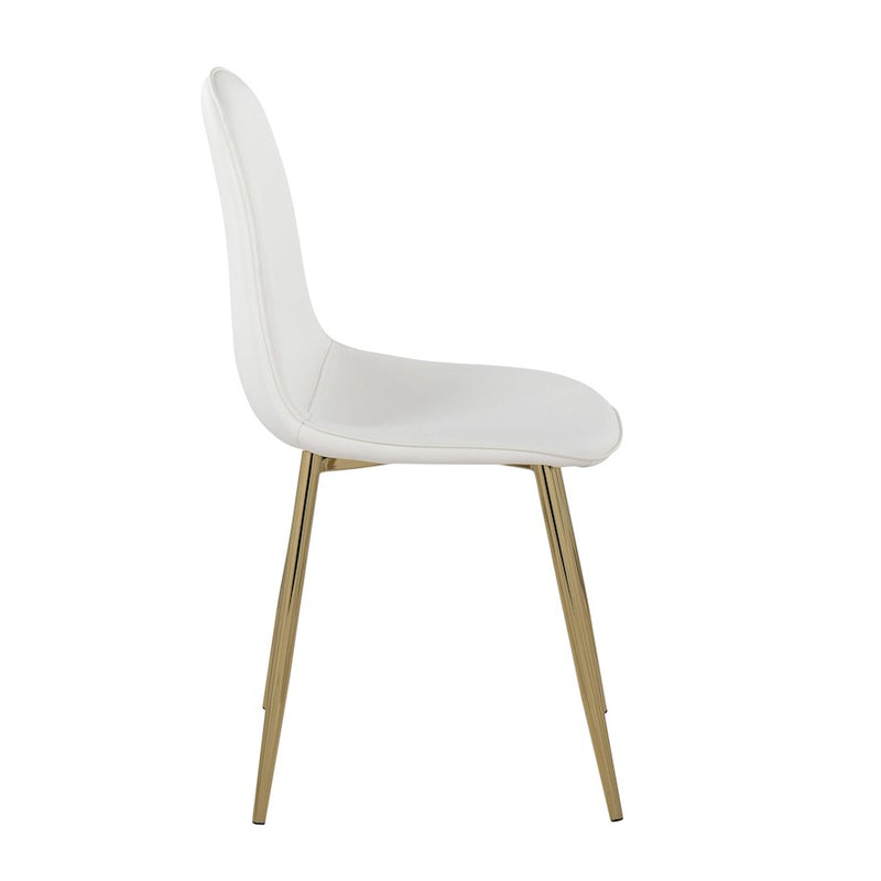 LumiSource Pebble Chair, Set of 2 in Gold Steel/White PU