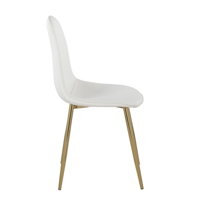 LumiSource Pebble Chair, Set of 2 in Gold Steel/White PU