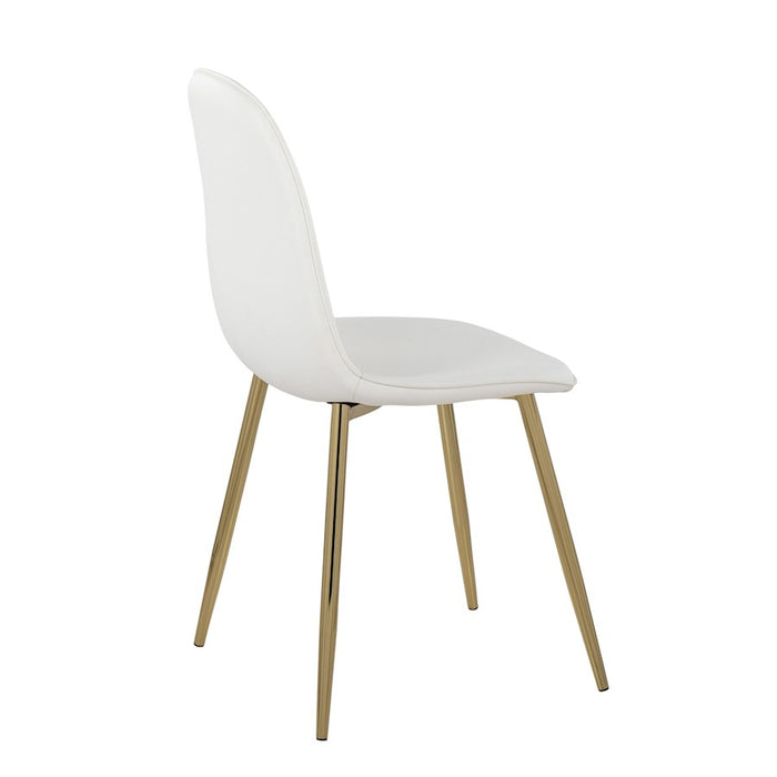 LumiSource Pebble Chair, Set of 2 in Gold Steel/White PU
