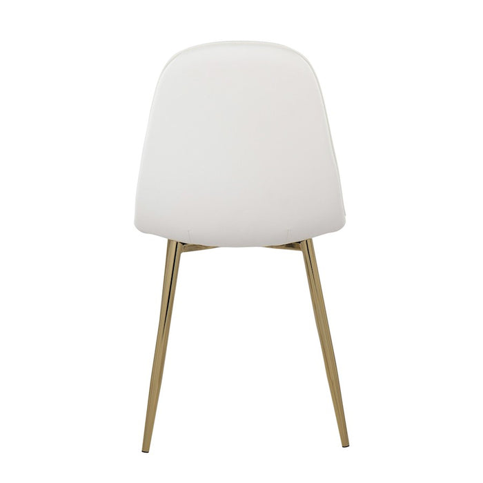 LumiSource Pebble Chair, Set of 2 in Gold Steel/White PU