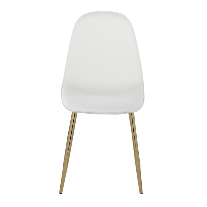 LumiSource Pebble Chair, Set of 2 in Gold Steel/White PU