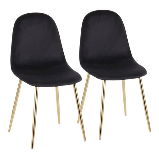 LumiSource Pebble Chair, Set of 2 in Gold Steel/Black Velvet - CH-PEBBLEAUVBK2