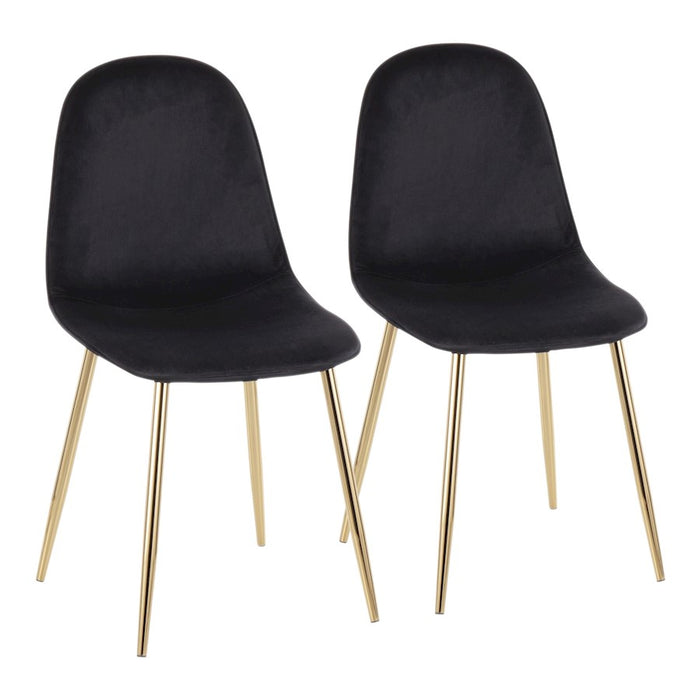 LumiSource Pebble Chair, Set of 2 in Gold Steel/Black Velvet - CH-PEBBLEAUVBK2
