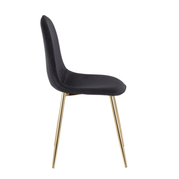 LumiSource Pebble Chair, Set of 2 in Gold Steel/Black Velvet