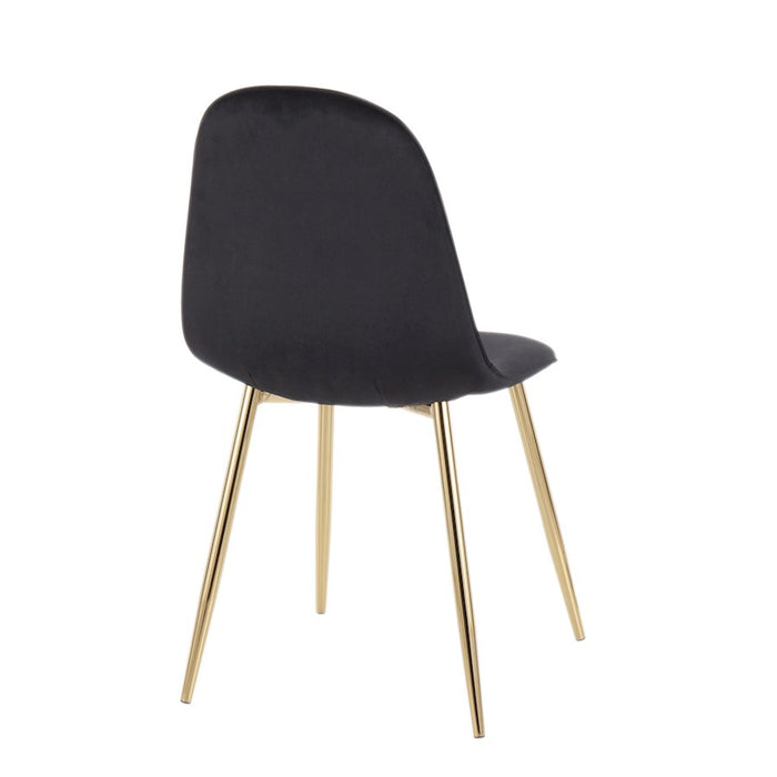 LumiSource Pebble Chair, Set of 2 in Gold Steel/Black Velvet