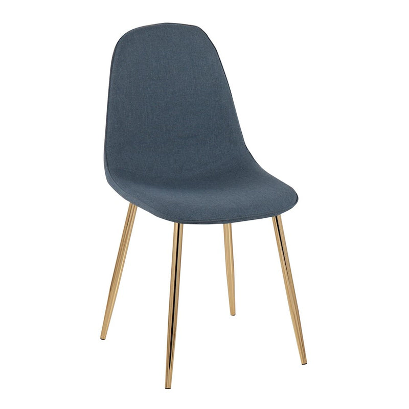 LumiSource Pebble Chair, Set of 2 in Gold Steel/Blue Velvet