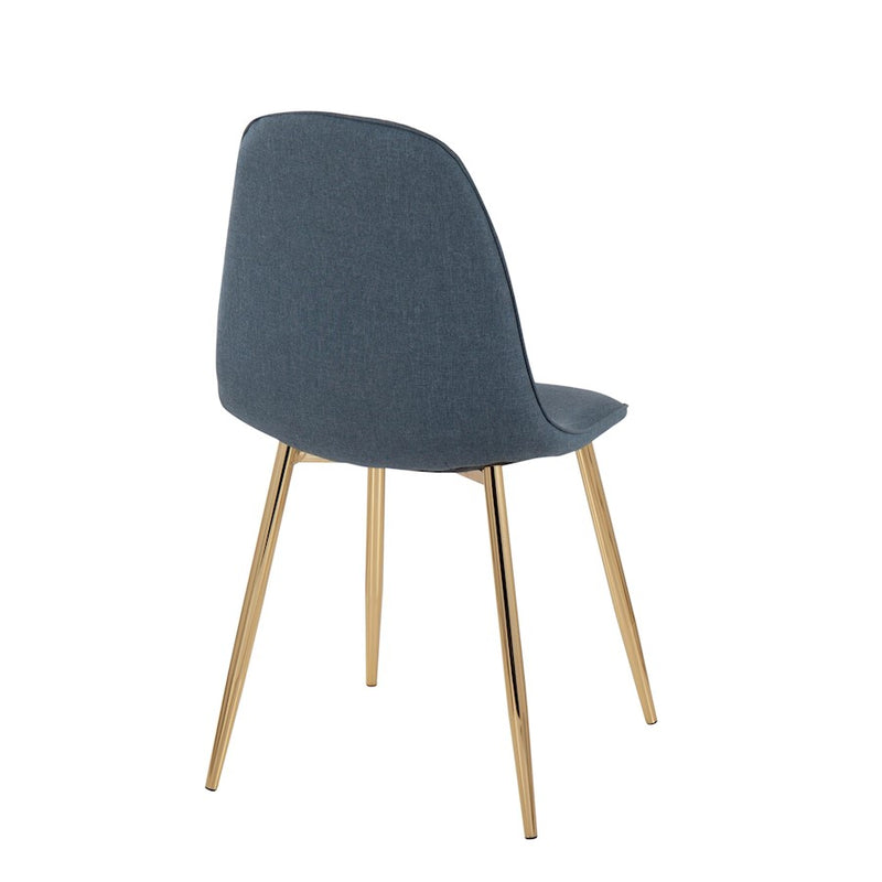 LumiSource Pebble Chair, Set of 2 in Gold Steel/Blue Velvet