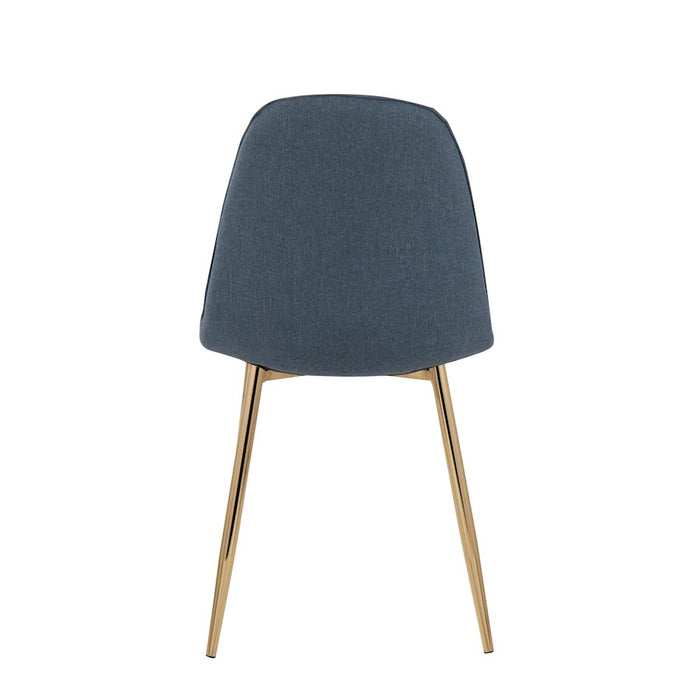 LumiSource Pebble Chair, Set of 2 in Gold Steel/Blue Velvet