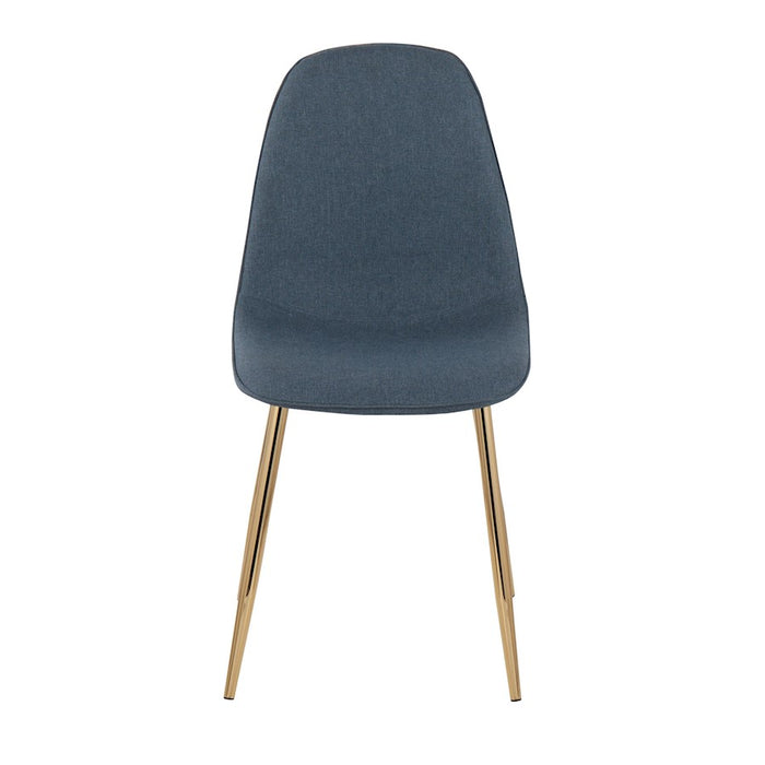 LumiSource Pebble Chair, Set of 2 in Gold Steel/Blue Velvet