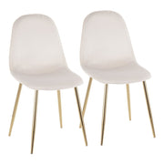 LumiSource Pebble Chair, Set of 2 in Gold Steel/Cream Velvet - CH-PEBBLEAUVCR2