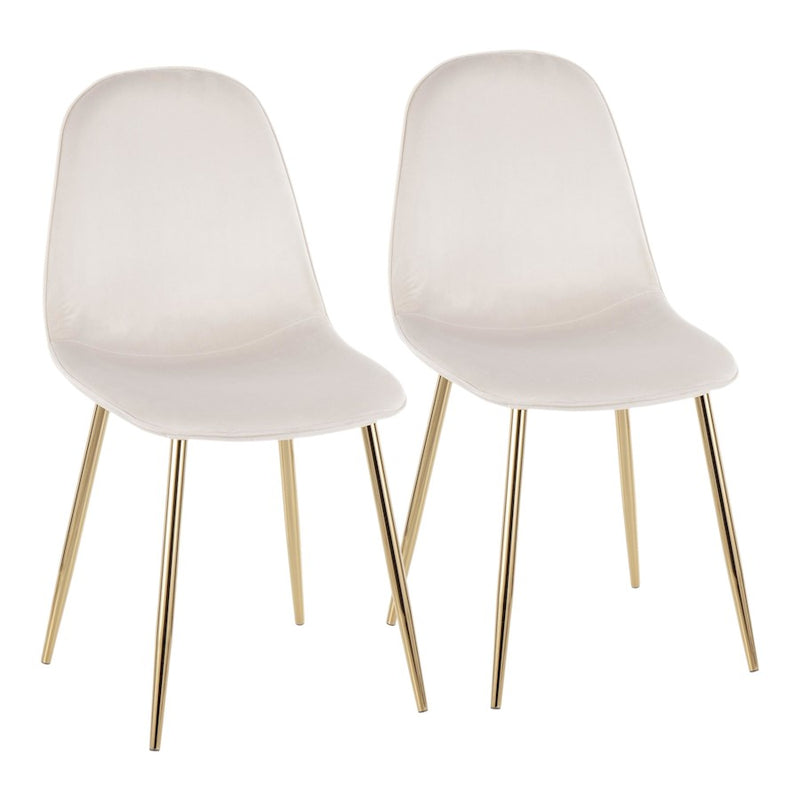 LumiSource Pebble Chair, Set of 2 in Gold Steel/Cream Velvet - CH-PEBBLEAUVCR2