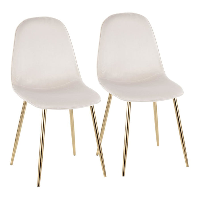 LumiSource Pebble Chair, Set of 2 in Gold Steel/Cream Velvet - CH-PEBBLEAUVCR2