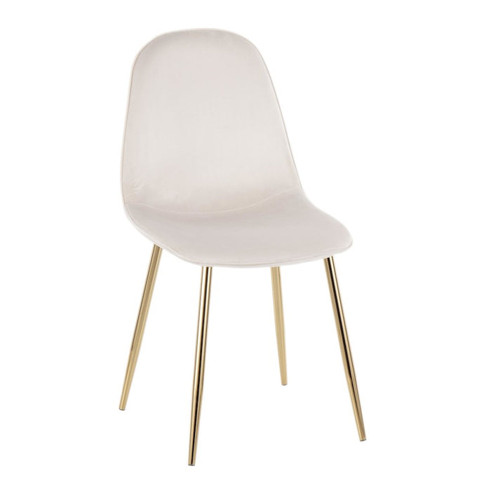 LumiSource Pebble Chair, Set of 2 in Gold Steel/Cream Velvet