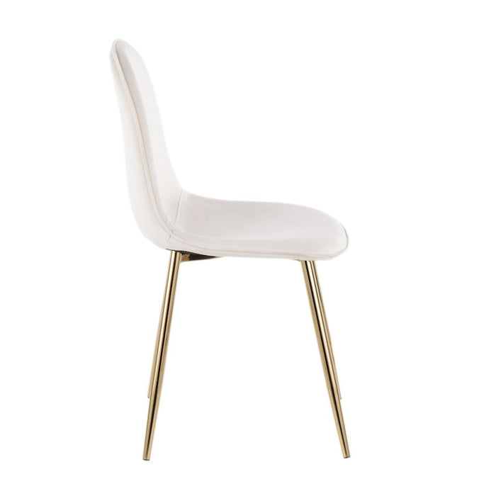 LumiSource Pebble Chair, Set of 2 in Gold Steel/Cream Velvet