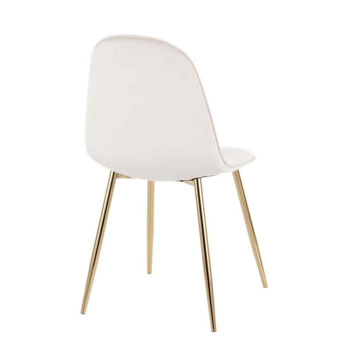LumiSource Pebble Chair, Set of 2 in Gold Steel/Cream Velvet