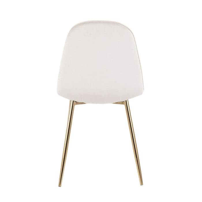 LumiSource Pebble Chair, Set of 2 in Gold Steel/Cream Velvet