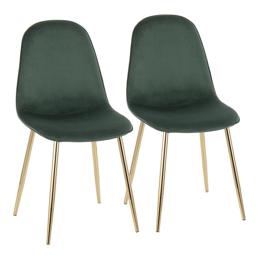 LumiSource Pebble Chair, Set of 2 in Gold Steel/Green Velvet - CH-PEBBLEAUVGN2