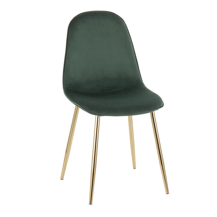 LumiSource Pebble Chair, Set of 2 in Gold Steel/Green Velvet