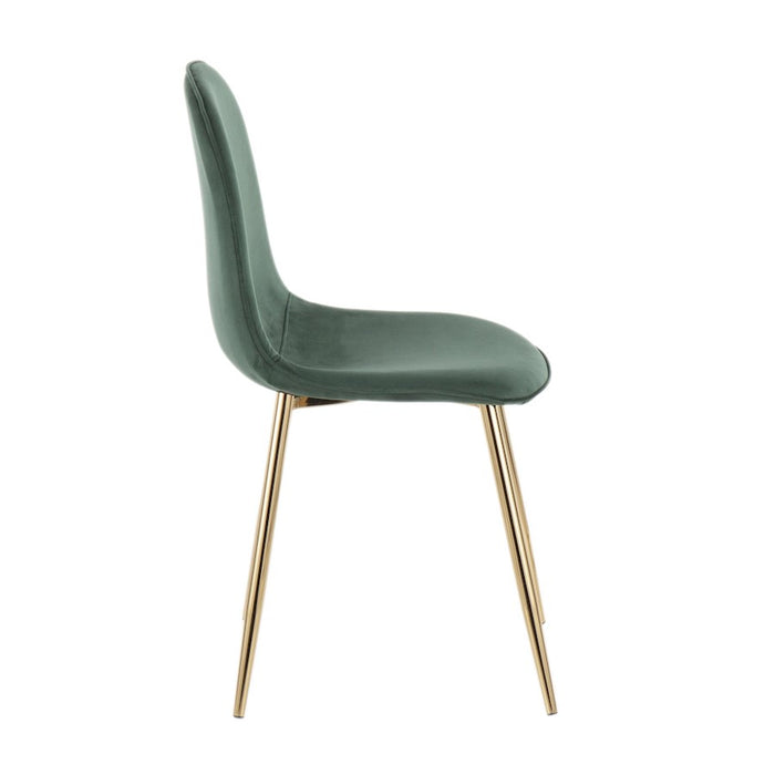 LumiSource Pebble Chair, Set of 2 in Gold Steel/Green Velvet