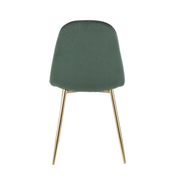 LumiSource Pebble Chair, Set of 2 in Gold Steel/Green Velvet