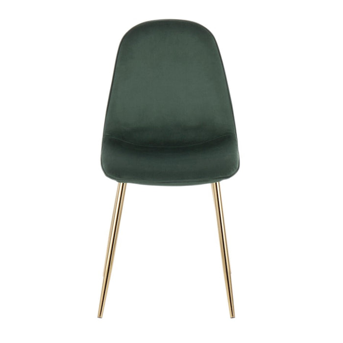 LumiSource Pebble Chair, Set of 2 in Gold Steel/Green Velvet