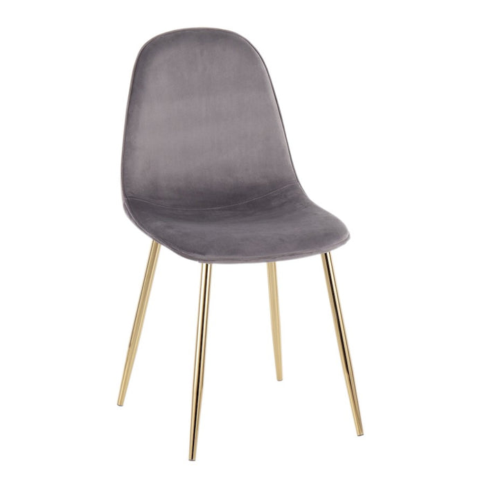 LumiSource Pebble Chair, Set of 2 in Gold Steel/Grey Velvet