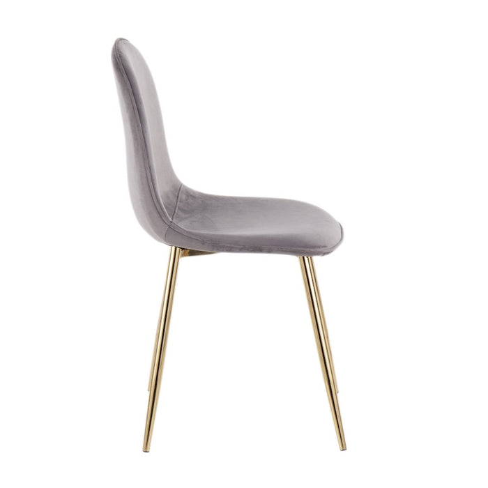 LumiSource Pebble Chair, Set of 2 in Gold Steel/Grey Velvet