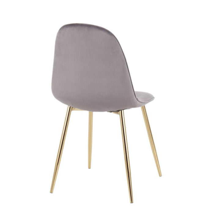 LumiSource Pebble Chair, Set of 2 in Gold Steel/Grey Velvet