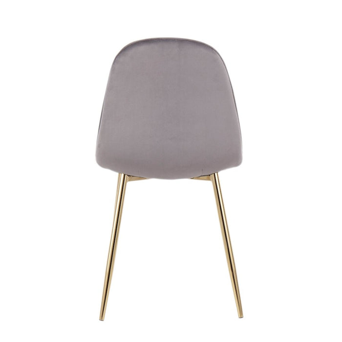 LumiSource Pebble Chair, Set of 2 in Gold Steel/Grey Velvet