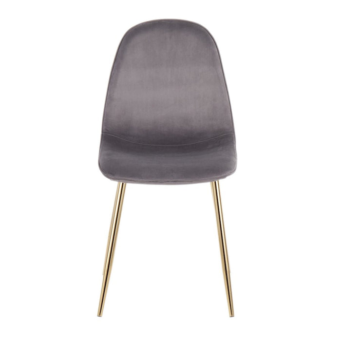 LumiSource Pebble Chair, Set of 2 in Gold Steel/Grey Velvet