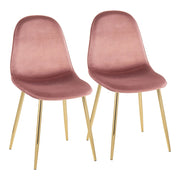 LumiSource Pebble Chair, Set of 2 in Gold Steel/Pink Velvet - CH-PEBBLEAUVPK2