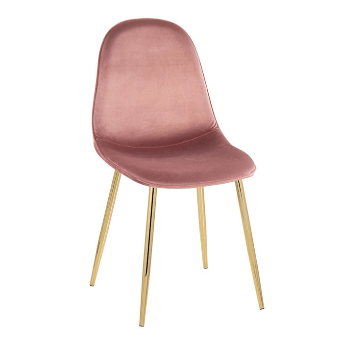 LumiSource Pebble Chair, Set of 2 in Gold Steel/Pink Velvet