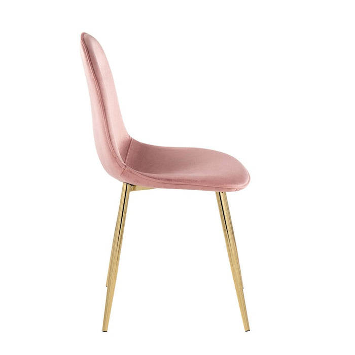 LumiSource Pebble Chair, Set of 2 in Gold Steel/Pink Velvet