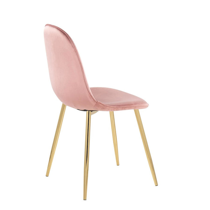 LumiSource Pebble Chair, Set of 2 in Gold Steel/Pink Velvet