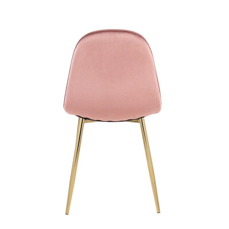 LumiSource Pebble Chair, Set of 2 in Gold Steel/Pink Velvet
