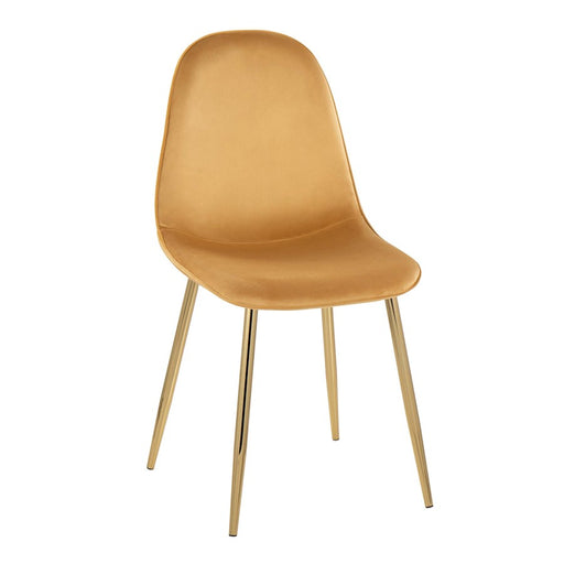 LumiSource Pebble Chair, Set of 2 in Gold Steel/Yellow Velvet