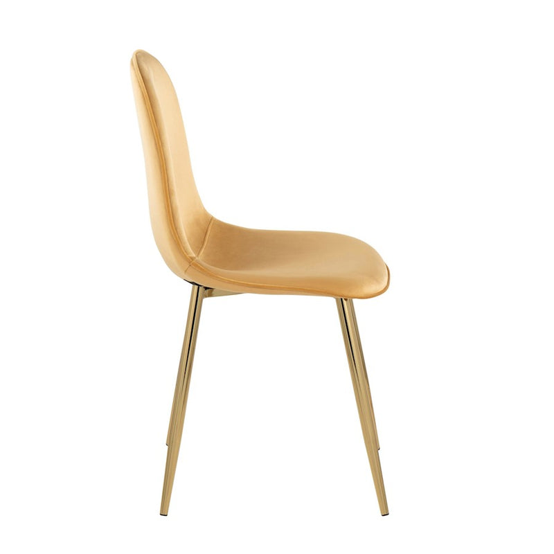 LumiSource Pebble Chair, Set of 2 in Gold Steel/Yellow Velvet