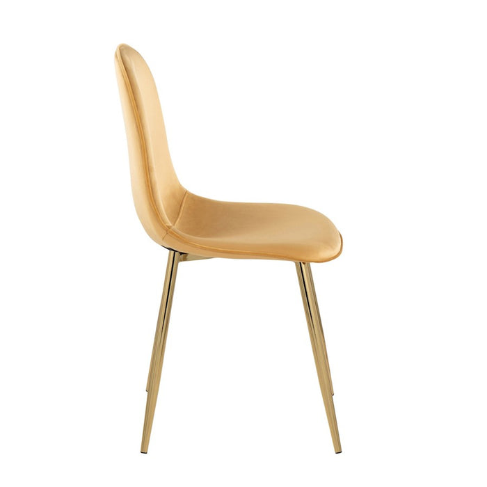 LumiSource Pebble Chair, Set of 2 in Gold Steel/Yellow Velvet
