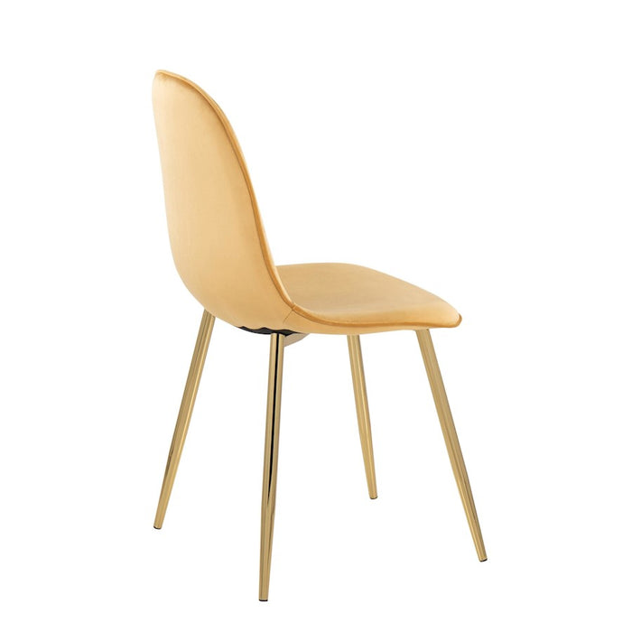 LumiSource Pebble Chair, Set of 2 in Gold Steel/Yellow Velvet