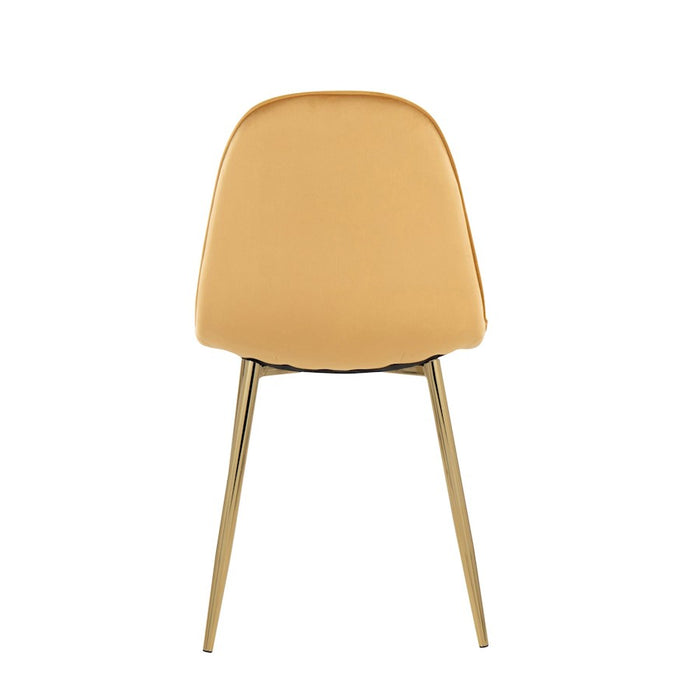 LumiSource Pebble Chair, Set of 2 in Gold Steel/Yellow Velvet