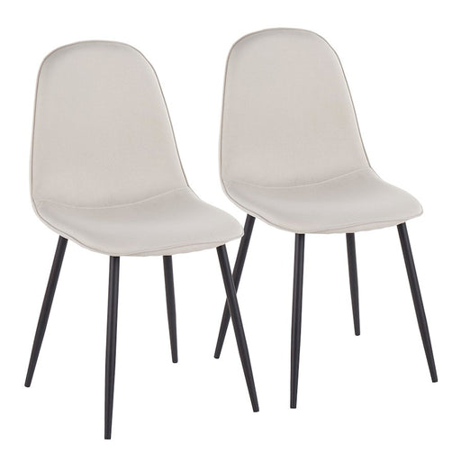 LumiSource Pebble Chair, Set of 2 in Black Steel/Beige Fabric - CH-PEBBLEBKBG2