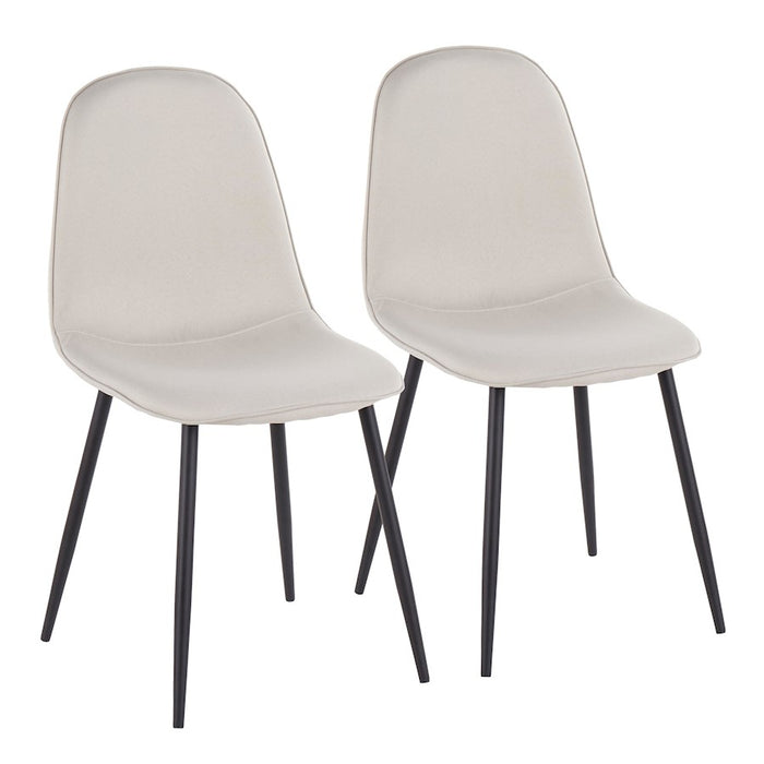 LumiSource Pebble Chair, Set of 2 in Black Steel/Beige Fabric - CH-PEBBLEBKBG2