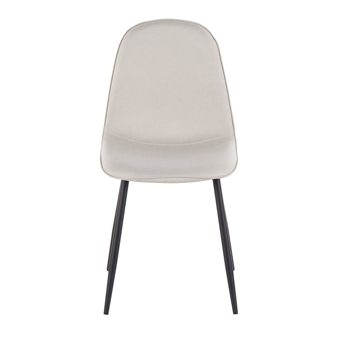 LumiSource Pebble Chair, Set of 2 in Black Steel/Beige Fabric