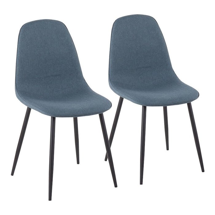 LumiSource Pebble Chair, Set of 2 in Black Steel/Blue Fabric - CH-PEBBLEBKBU2