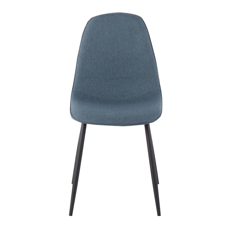 LumiSource Pebble Chair Set of 2 | Black Steel and Blue Fabric | Living Room & Guest Seating | 20.75 x 17.75 x 35 in | Model CH-PEBBLEBKBU2
