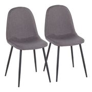 LumiSource Pebble Chair, Set of 2, Black Steel/Charcoal - CH-PEBBLEBKCHAR2