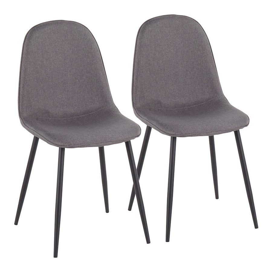 LumiSource Pebble Chair, Set of 2, Black Steel/Charcoal - CH-PEBBLEBKCHAR2
