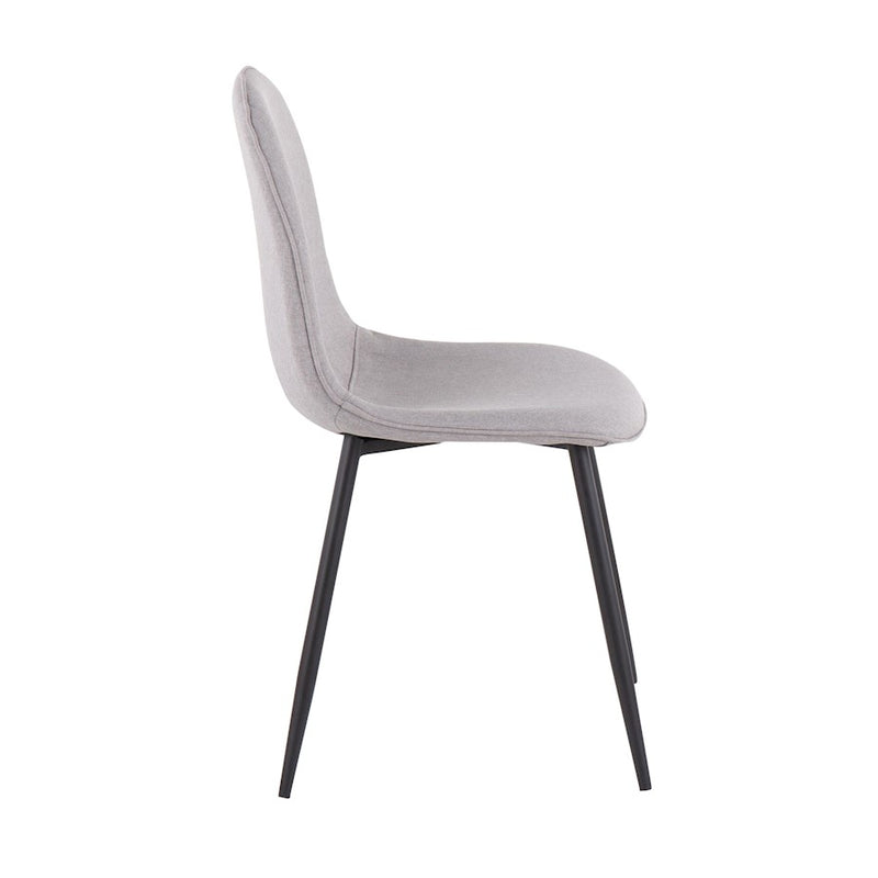 LumiSource Pebble Chair Set of 2 | Contemporary Black Steel and Light Grey Fabric | Living Room & Dining Room Guest Seating | Model CH-PEBBLEBKLGY2